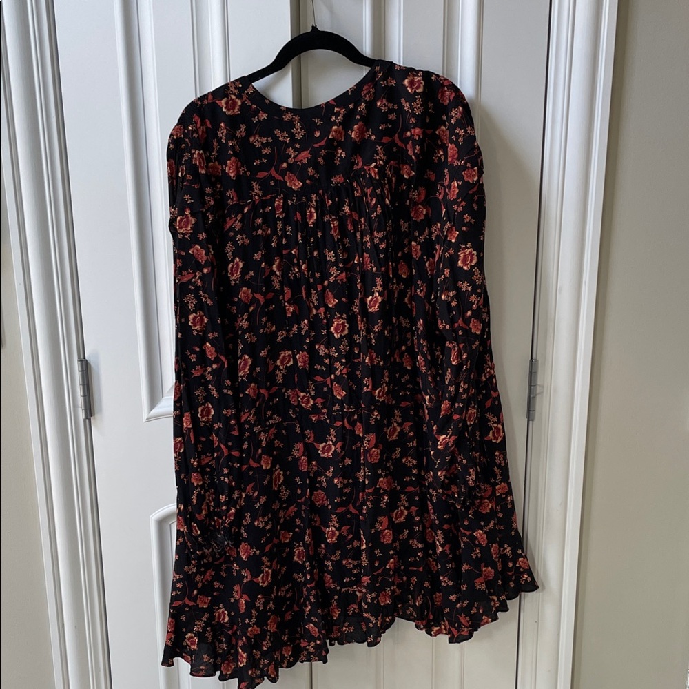 Free People Black and Orange Floral Button-Up Dress - Picture 7 of 10